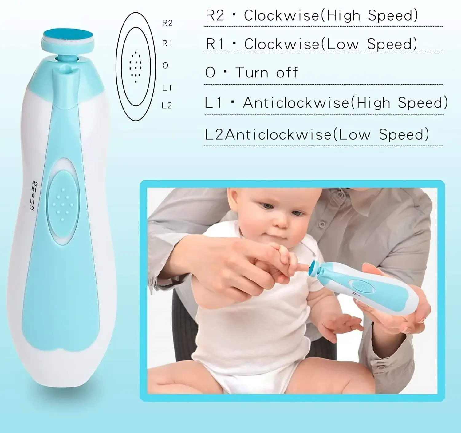 Social title  Baby Nail Trimmer with Light & 6 Grinding Pads