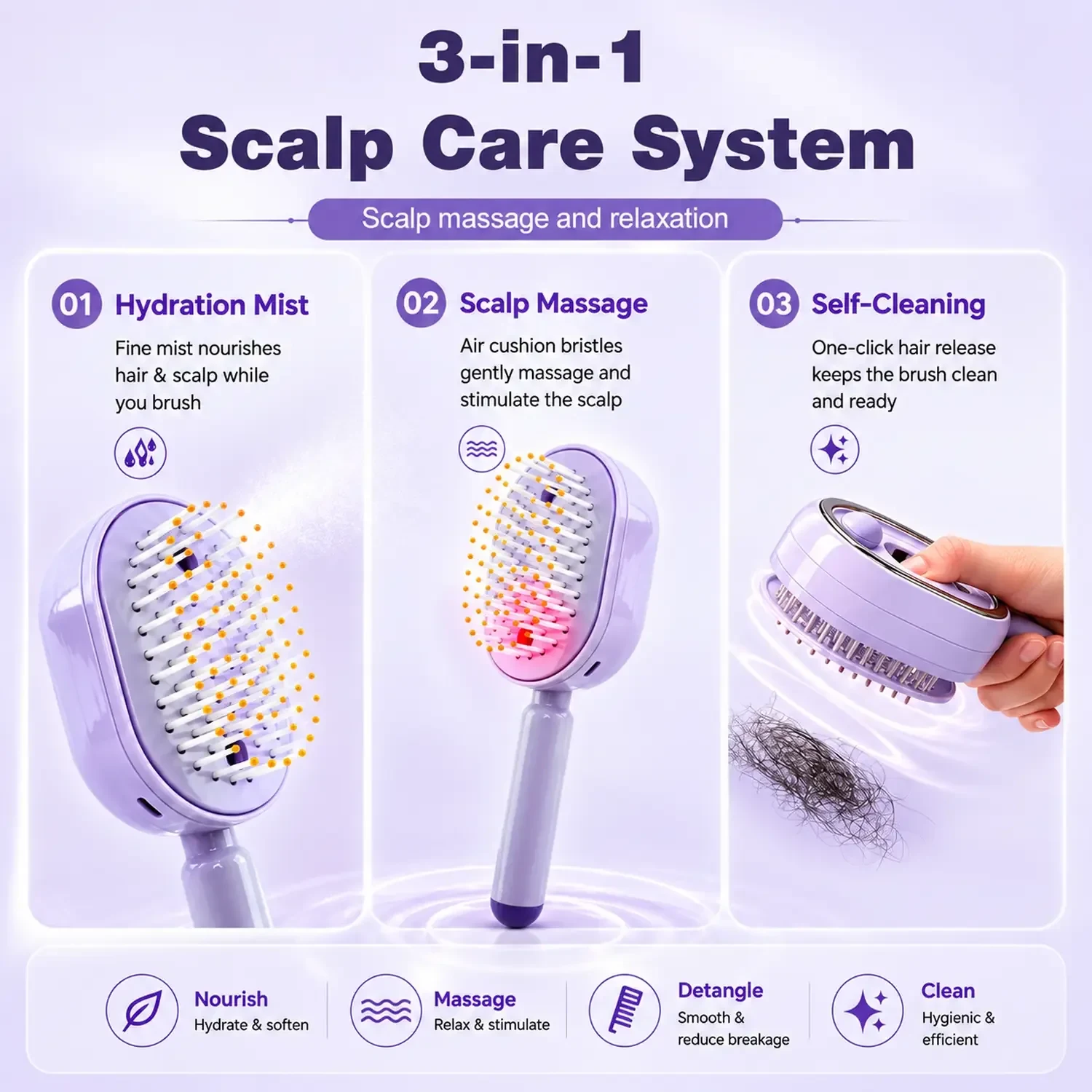 5-in-1 Electric Spray Retractable Air Cushion Comb | Salon-Grade Scalp Therapy & Detangling Brush