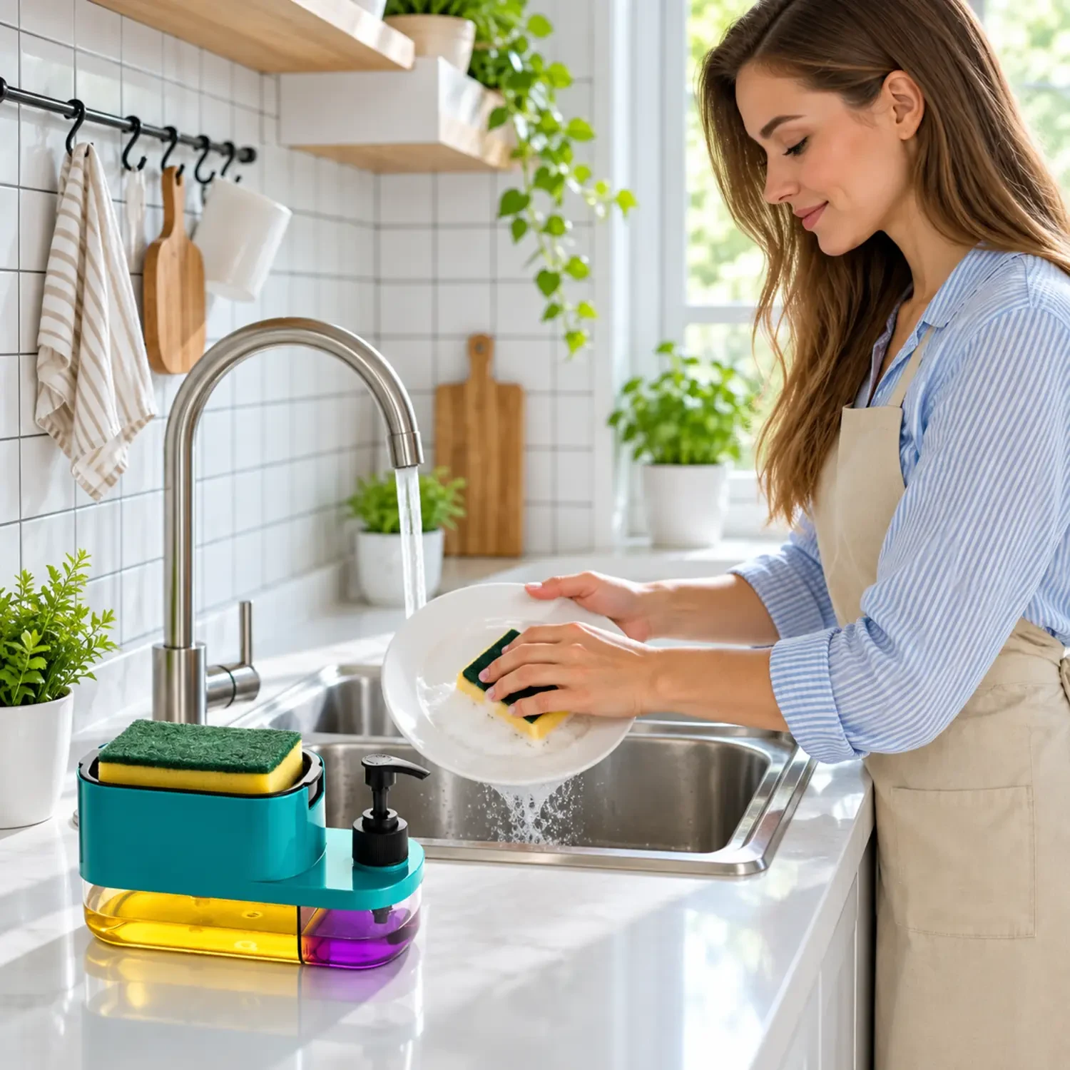 3-in-1 Kitchen Soap Dispenser with Sponge Holder